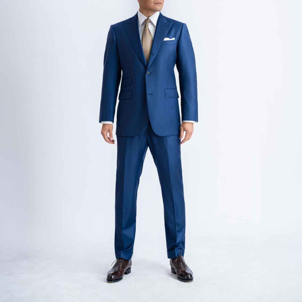 A man in a Royal Blue Suit, Sharkskin Wool, Super 150's Loro Piana.