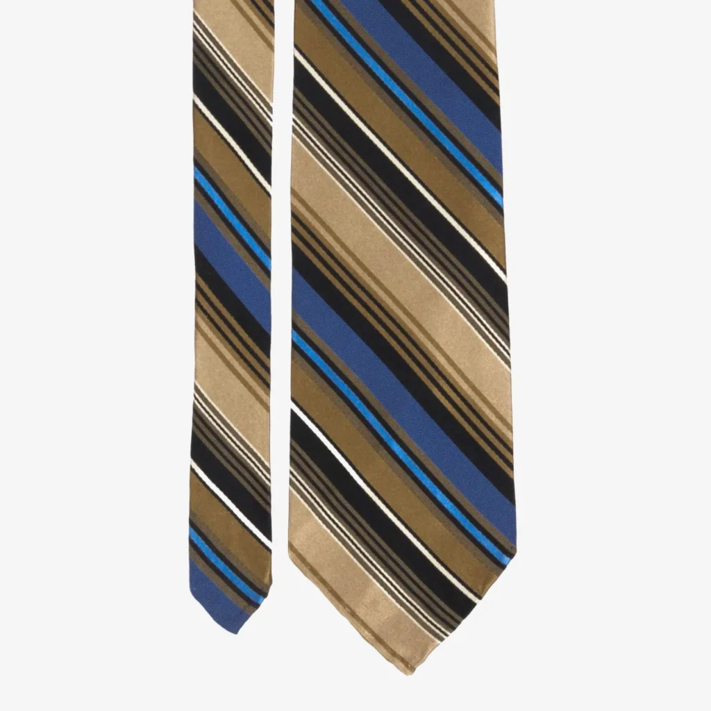 Close-up of the Abstract Medallions Silk Tie in olive green, featuring an abstract pattern, shown on a plain white background.
